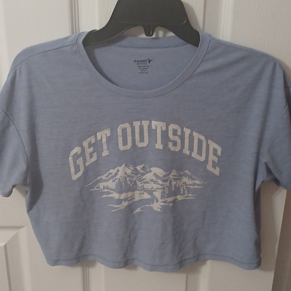 Old Navy Light Blue 'Get Outside' Graphic Crop Tee